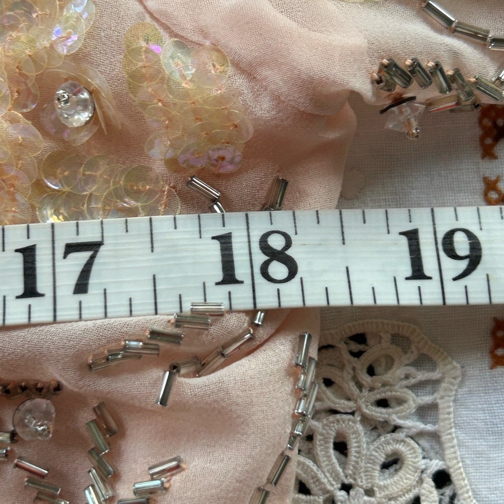 VICTORIA Royal ltg . Vintage light peach beaded / sequins long dress SZ 10 - Picture 9 of 15